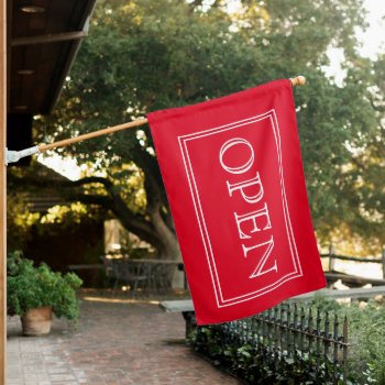 Red Open Open Sign Flag by InkWorks at Zazzle