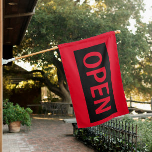 RED OPEN SIGN FLAG