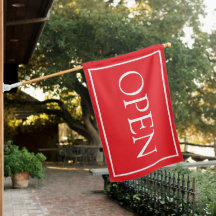 Red Open Sign Modern Minimal Small Business Flag