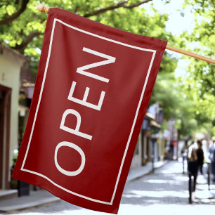 Red Open Sign Modern Minimal Small Business Flag