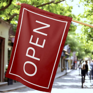 Red Open Sign Modern Minimal Small Business Flag
