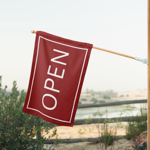 Red Open Sign Modern Minimal Small Business Flag