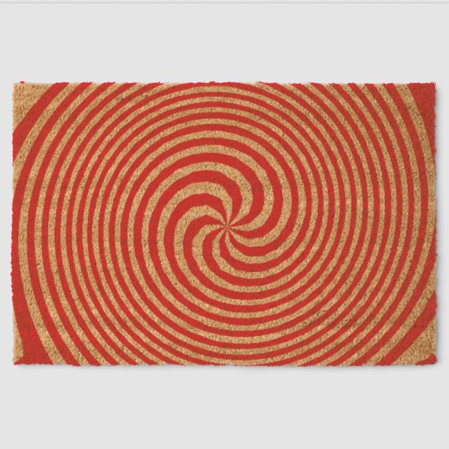 Red Optical Illusion Fiber Doormat (Front)