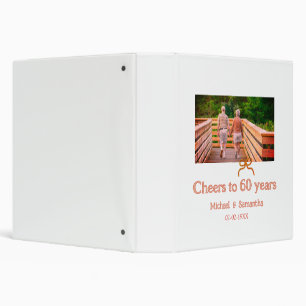 red or bow cheers to 60 years anniversary wedding 3 ring binder