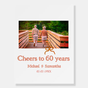 red or bow cheers to 60 years anniversary wedding foam board