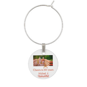 red or bow cheers to 60 years anniversary wedding wine charm