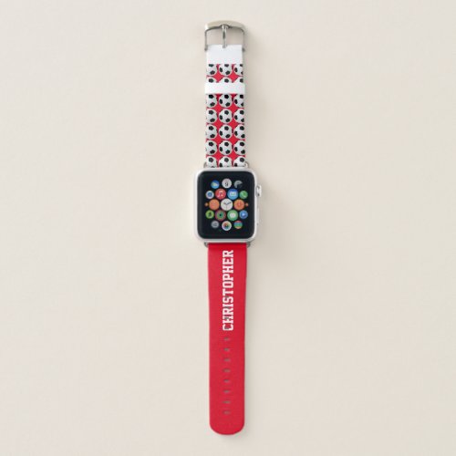 Red or CHOOSE YOUR COLOR Soccer Ball with Name Apple Watch Band