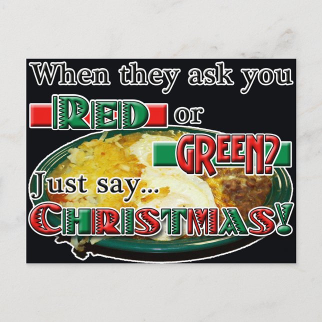 Red or Green... or Christmas? Holiday Postcard (Front)