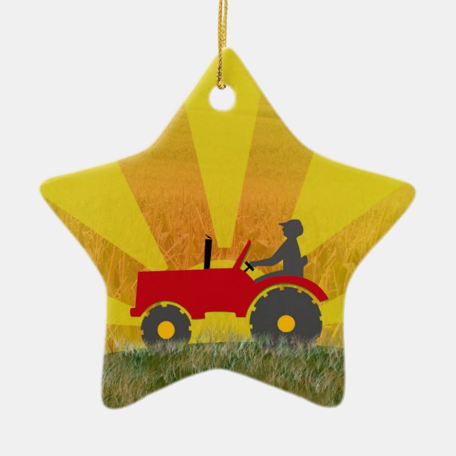 Red or Green Tractor Ornament (Front)