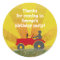 Red or Green Tractor Party Favor Bag Sticker