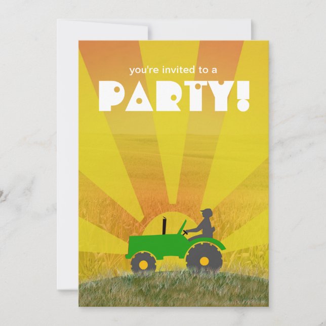 Red or Green Tractor Party Invitation: Choose Your Invitation (Front)