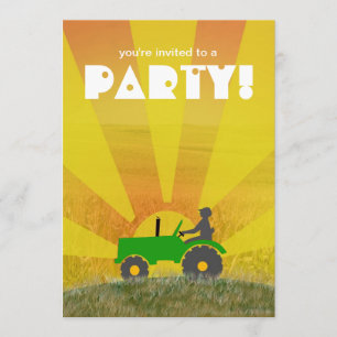 Red or Green Tractor Party Invitation: Choose Your Invitation
