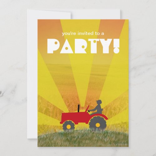 Red or Green Tractor Party Invitation: Choose Your