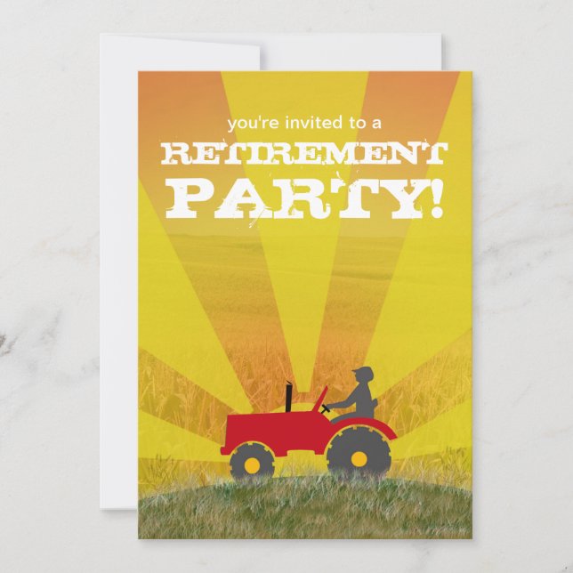 Red or Green Tractor Retirement Party Invitation: Invitation (Front)
