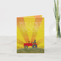Red or Green Tractor Thank You Note Card