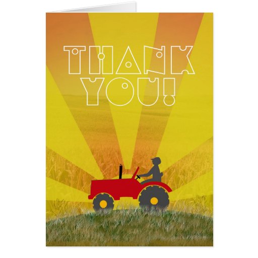 Red or Green Tractor Thank You Note Card | Zazzle