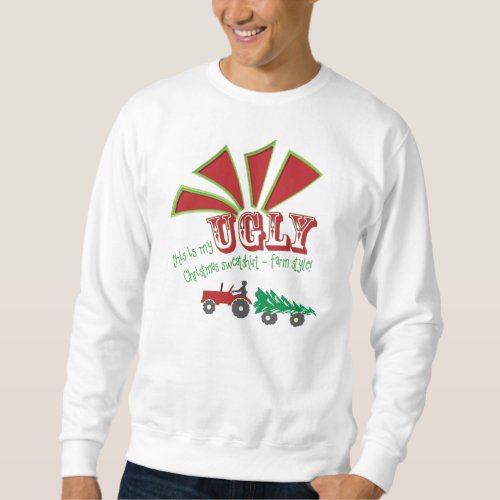 Red or Green Tractor Ugly Christmas Sweatshirt