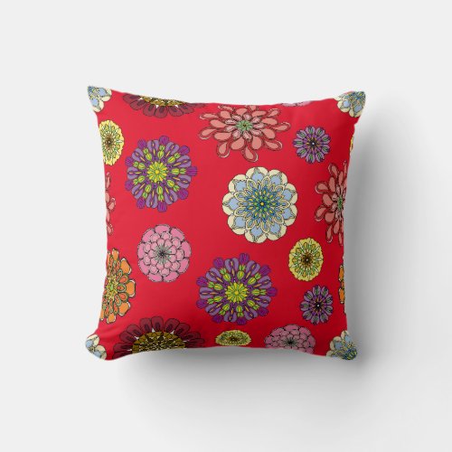 Red or Yellow Two_side Blooms Throw Pillow