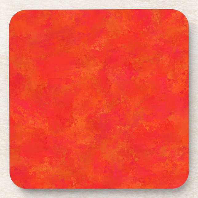 Red Orange Abstract Pattern Beverage Coaster (Front)
