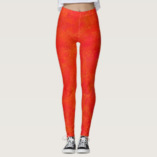 Red Orange Abstract Pattern Leggings