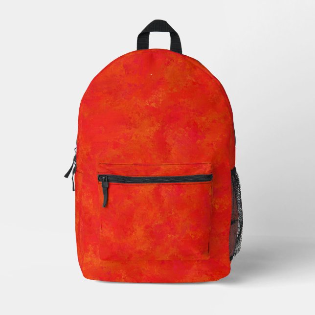 Red Orange Abstract Pattern Printed Backpack (Front)
