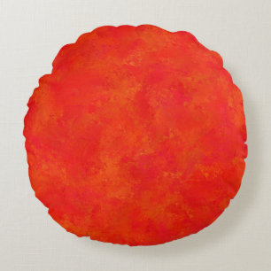 Red Orange Abstract Pattern Round Pillow
