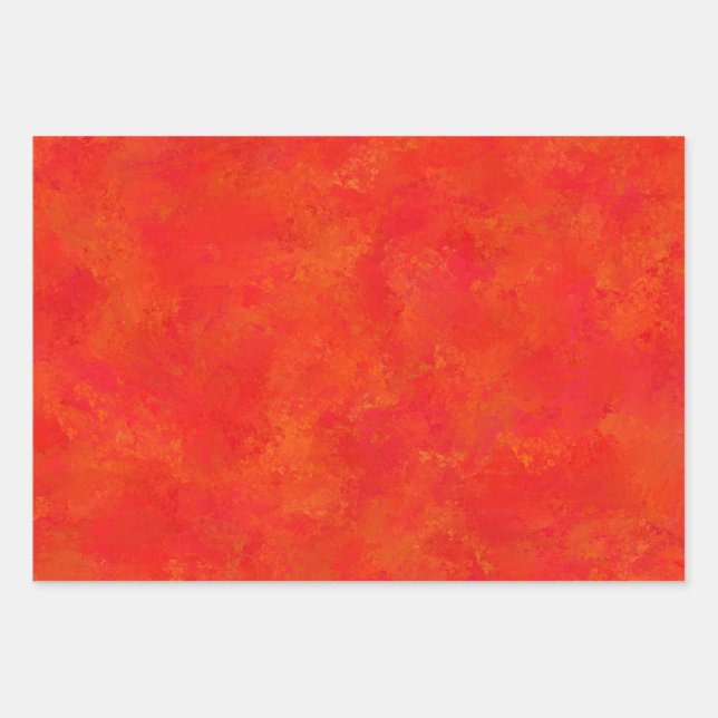 Red Orange Abstract Pattern Wrapping Paper Sheets (Front)