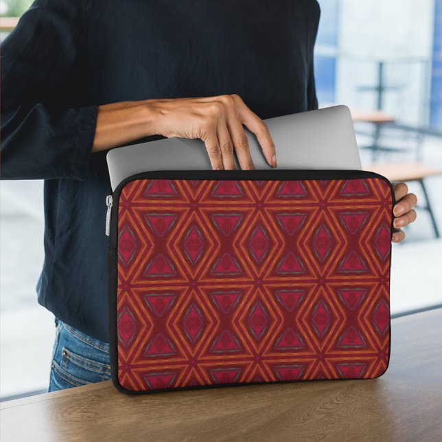 Red Orange Abstract Star Diamond Electronics Bag (Creator Uploaded)