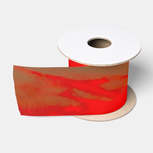 Red Orange Abstract Sunset 1 Satin Ribbon (Spool)