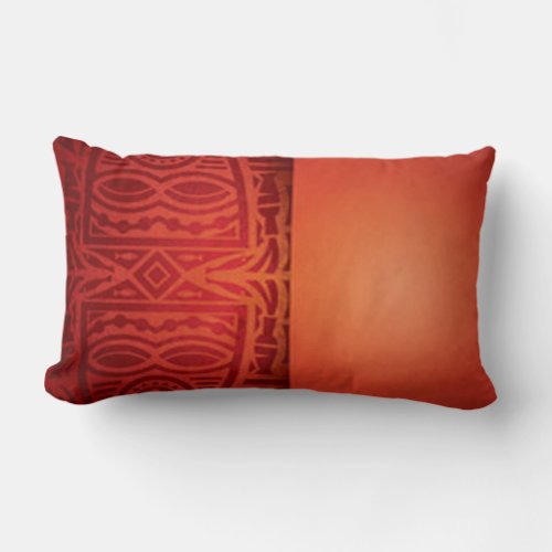 Red  Orange African Pattern Design Lumbar Pillow