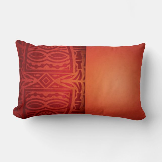 Red & Orange African Pattern Design Lumbar Pillow (Front)