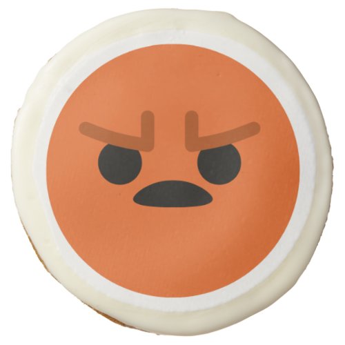 Red Orange And Black Angry Face Emoji  Sugar Cookie