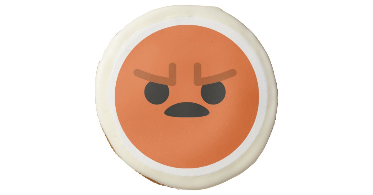 Angry Face Cute and Funny Editable Colors Emoji Sugar Cookie