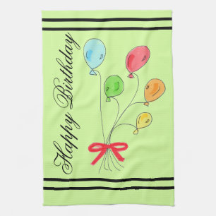 Red Orange and Blue Balloons Kitchen Towel