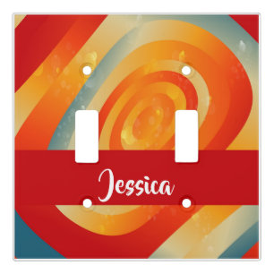 Red,orange and blue gradient circles light switch cover