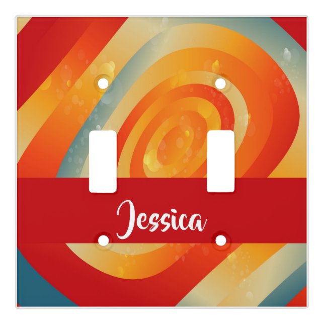 Red,orange and blue gradient circles light switch cover (Front)