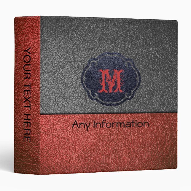Red Orange and Gray Leather Binder (Front/Spine)