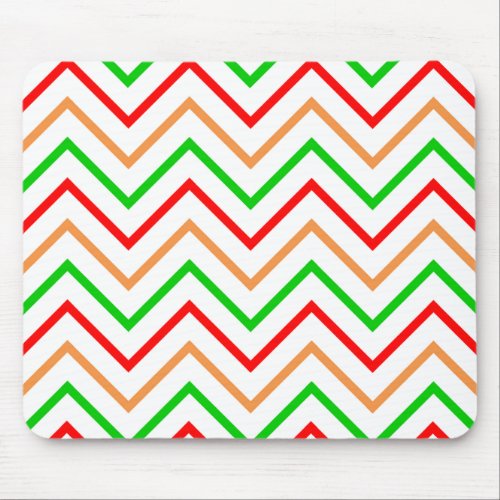 Red Orange and Green Chevron Pattern Mouse Pad