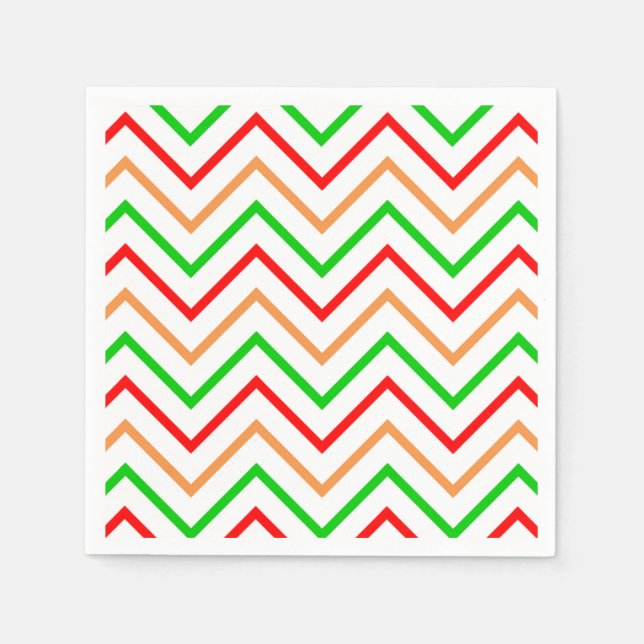 Red, Orange and Green Chevron Pattern Napkins (Front)
