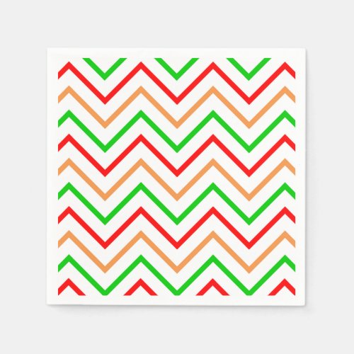 Red Orange and Green Chevron Pattern Napkins