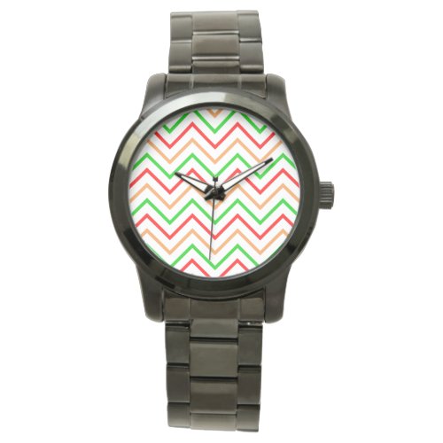 Red Orange and Green Chevron Watch