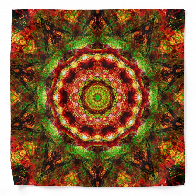 Red, Orange, and Green Mandala Bandana (Front)