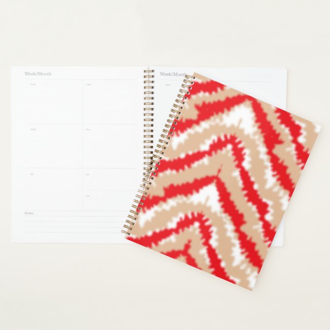 Red, orange, and pink textured patterns and motifs planner (Display)