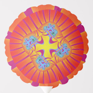 Red, Orange and Purple Fractal Birthday Balloon