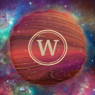 Red Orange and Purple Sparkly Swirls with Initial
