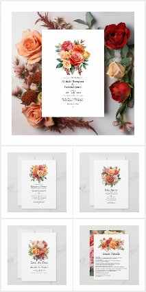 Red, Orange, and Sage Floral Wedding
