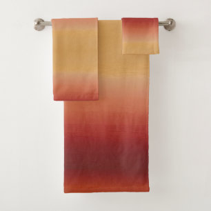 red orange and yellow textured gradient bath towel set