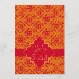 Red & Orange Arabesque Moroccan Graphic Invitation