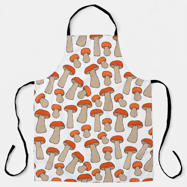 Red Orange Aspen Mushrooms Pattern Apron (Front)