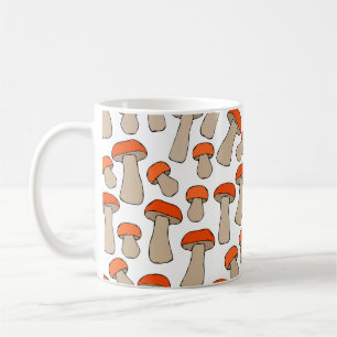 Red Orange Aspen Mushrooms Pattern Coffee Mug